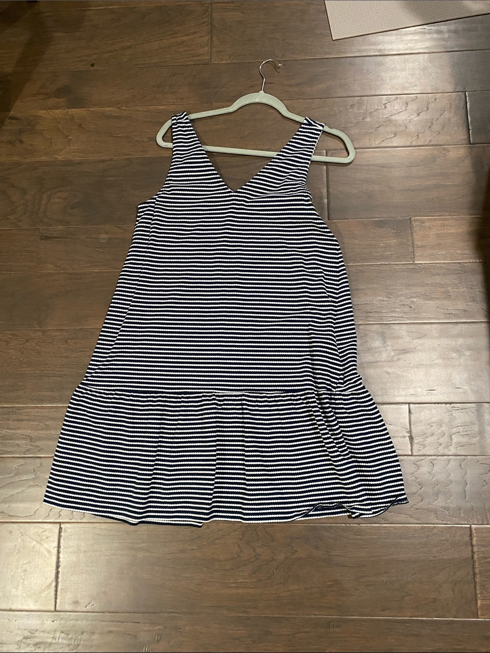 LOFT Navy and White Striped Dress Top